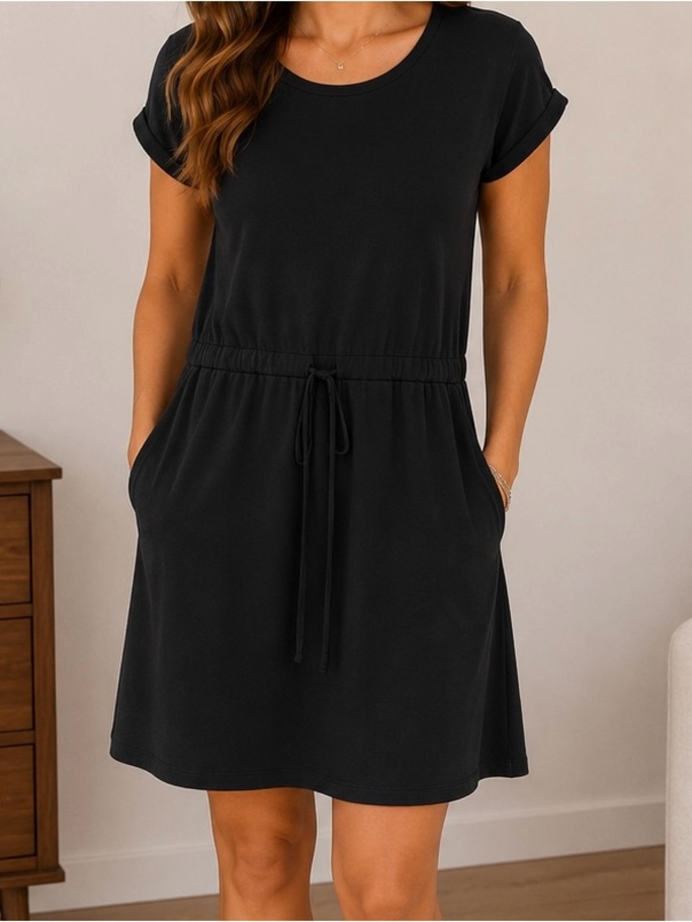 32 Cool Black T-Shirt Drawstring Dress